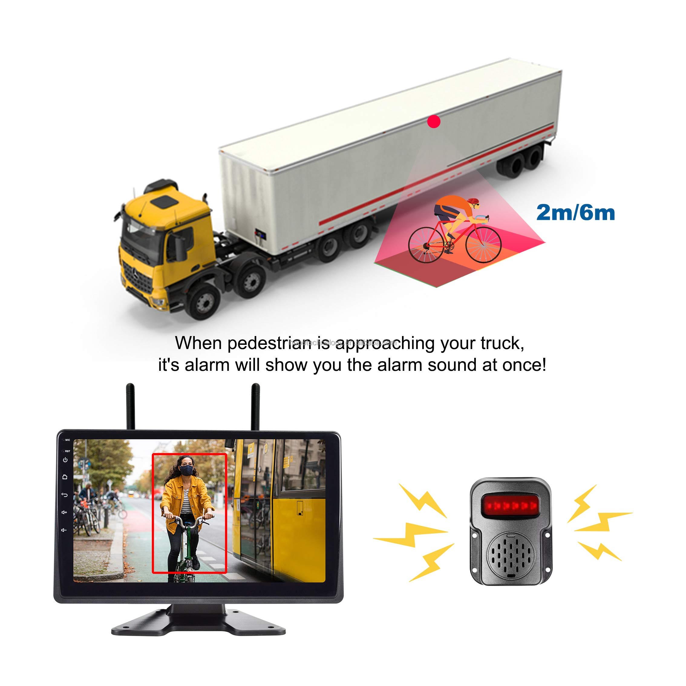 Newest 10.1 Inches Touch Screen AI Warning BSD 2.4GHZ Wireless Car Camera With BSD Speaker